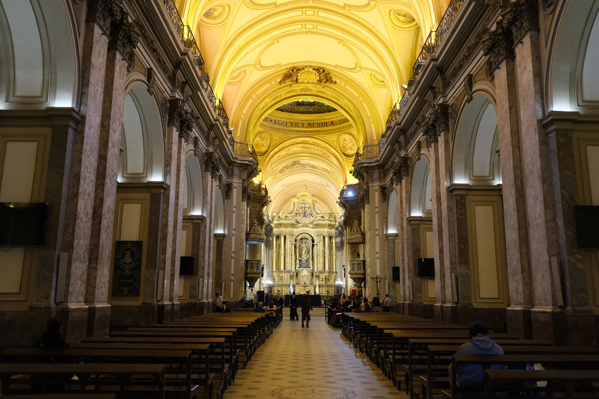Interior view of Catedral Metropolitana, Buenos Aires, with impressive architecture and sacred atmosphere.