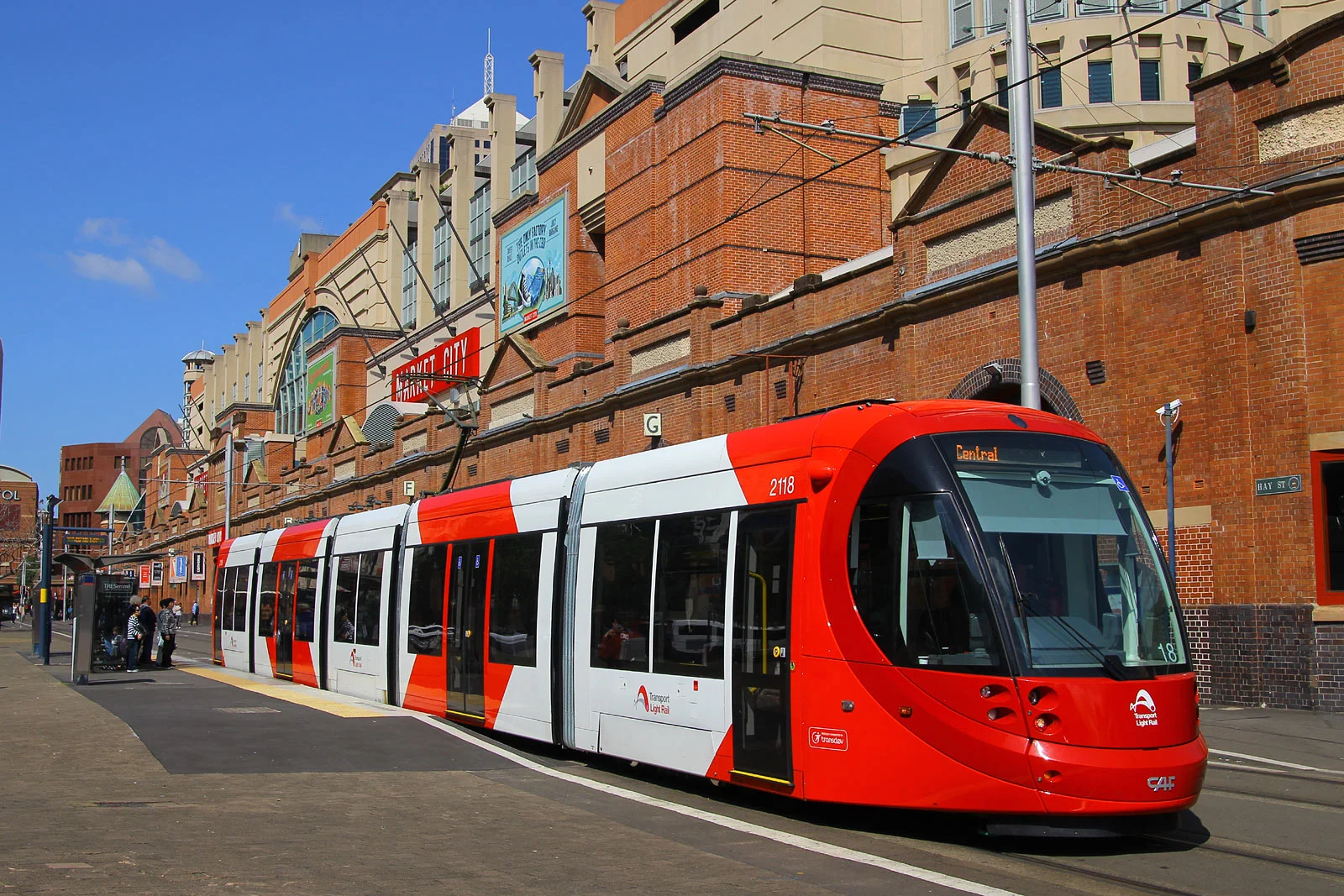 Tram and the iconic Paddy's Markets building in Sydney.